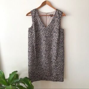 Ann Taylor Black and Tan Sheath Dress V-Neck Midi